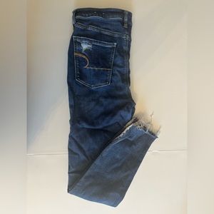 American Eagle Super Stretch High Rise Skinny Jeans with Raw Hem